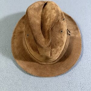 Dobbs Fifth Avenue New‎ York Fedora Hat Leather Men's  Size 7 1/8 Tobacco Brown